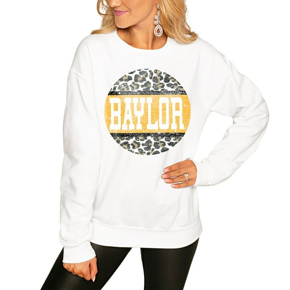 Women's White Baylor Bears Scoop & Score Pullover Sweatshirt