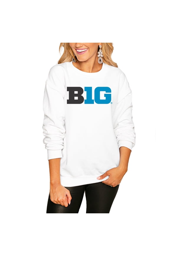 Women's White Big Ten Perfect Cozy Pullover Sweatshirt