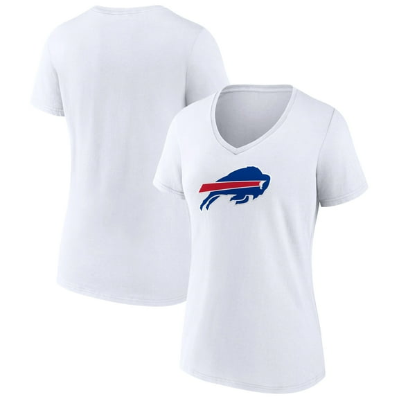 Women's White Buffalo Bills Primary Team Logo V-Neck T-Shirt