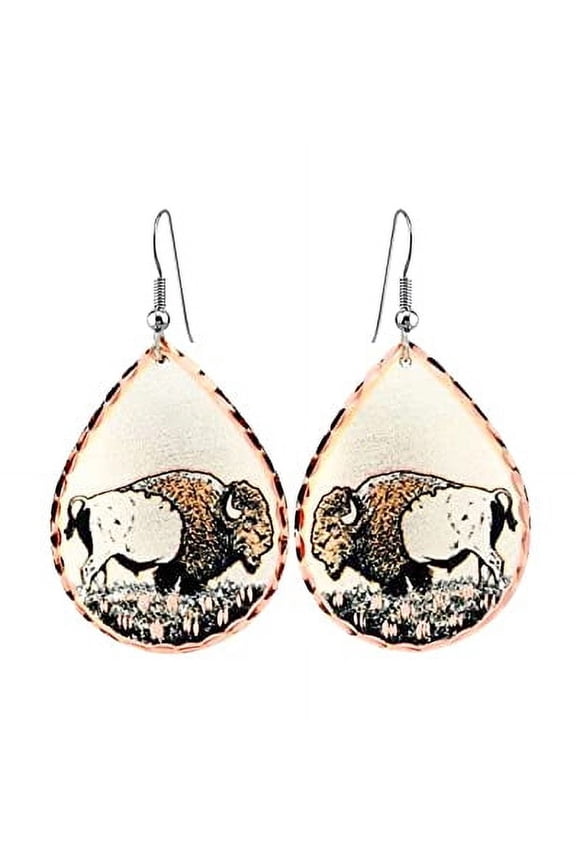 Women's White Buffalo Earrings Buffalo Horn/Filigree/Buffalo Teardrop American Buffalo Earrings with Tassels Buffalo Jewelry, Buffalo Themed Gifts (SWBuffalo)