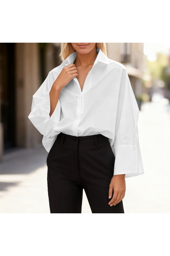 Women's White Casual Short Sleeve Blouse Korean Style Loose Fit Lightweight Soft Fabric Versatile Basic Top Stylish Design For Office Commute And Daily Wear White XXL