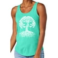 thumbnail image 1 of Women's White Celtic Tree Moisture-Wicking Relaxed Yoga Tank Top, Small Aqua Heather, 1 of 5