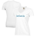 thumbnail image 1 of Women's  White Central Connecticut State Blue Devils Script Logo Comfort Wash V-Neck T-Shirt, 1 of 3