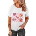 thumbnail image 1 of Women's White Checkered Valentine's Heart Printed Crewneck T-Shirt - [ZhiHiMeRi] | (US 8-10)M, 1 of 6