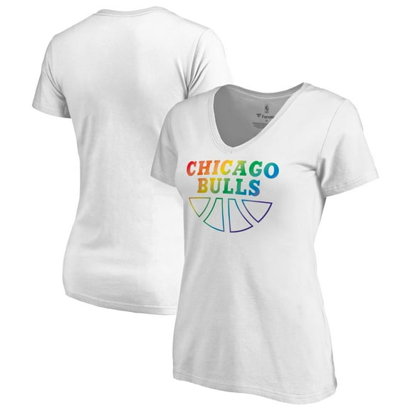 Women's White Chicago Bulls Team Pride Wordmark V-Neck T-Shirt