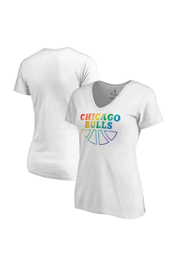 Women's White Chicago Bulls Team Pride Wordmark V-Neck T-Shirt