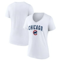 Women's White Chicago Cubs Team Lockup V-Neck T-Shirt