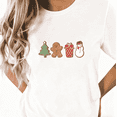 thumbnail image 1 of Women's White Christmas Gingerbread Style Graphic Tees Print Tshirt Shirts Festive Holiday Winter Casual Cute Tops S-5XL, 1 of 5