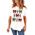thumbnail image 1 of Women's White Christmas Nutcracker Printed Crewneck T-Shirt with Bowknot - [ZhiHiMeRi] | (US 20-22)2XL, 1 of 6