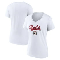 Women's White Cincinnati Reds Team Lockup V-Neck T-Shirt