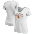 thumbnail image 1 of Women's White Clemson Tigers Floral Arched V-Neck T-Shirt, 1 of 3