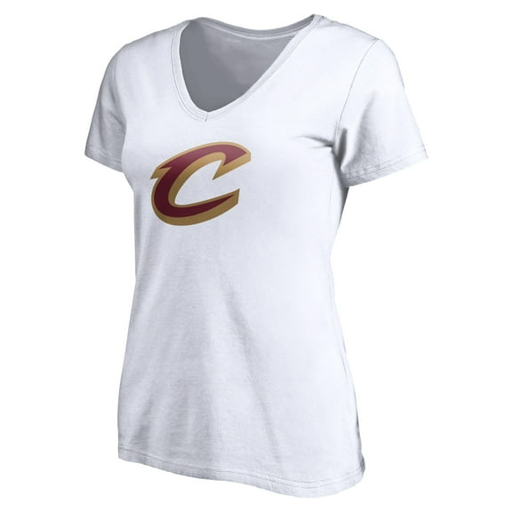 Women's White Cleveland Cavaliers Primary Team Logo V-Neck T-Shirt