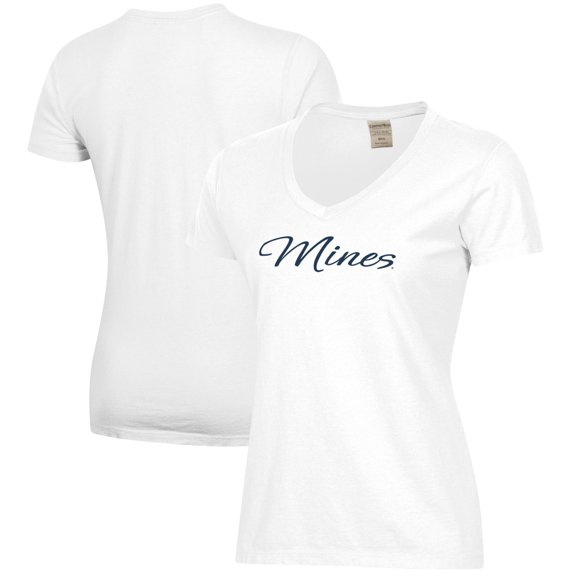 Women's White Colorado School of Mines Orediggers Script Logo Comfort Wash V-Neck T-Shirt