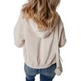 thumbnail image 1 of Women's White Corduroy Hooded Zip-Up Jacket with Drawstring, 1 of 12