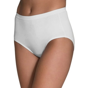 Women's White Cotton Brief Panties, 6 Pack