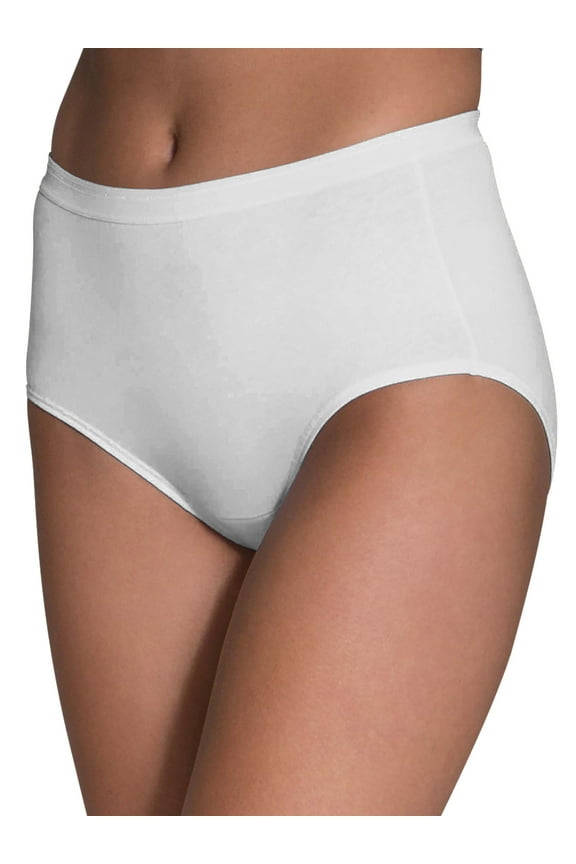 Women's White Cotton Brief Panties, 6 Pack