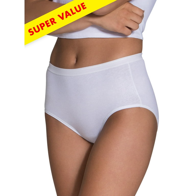 Women's White Cotton Brief Panties - Special Value 12 Pack 