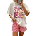 thumbnail image 1 of Women's White Crawfish Checkered Pattern Graphic Tee with Fun Slogan - [ZhiHiMeRi] | (US 20-22)2XL, 1 of 8