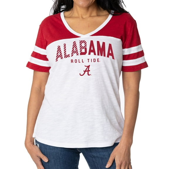 Women's White/Crimson Alabama Crimson Tide Silvey Color Block Jersey T-Shirt