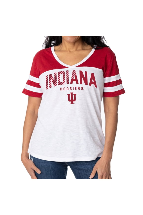 Women's White/Crimson Indiana Hoosiers Silvey Color Block Jersey T-Shirt
