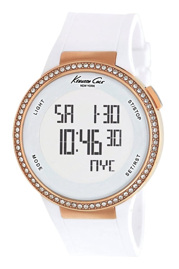 Women's White Crystallized Digital Watch KC2697