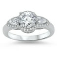 thumbnail image 1 of Women's White Cubic Zirconia Baguette Wedding Ring .925 Sterling Silver Band Jewelry Female Size 6, 1 of 4