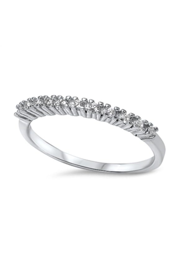 Women's White Cubic Zirconia Promise Ring .925 Sterling Silver Stackable Band Jewelry Female Size 7