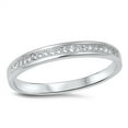 thumbnail image 1 of Women's White Cubic Zirconia Ring .925 Sterling Silver Stackable Band Jewelry Female Male Size 7, 1 of 4