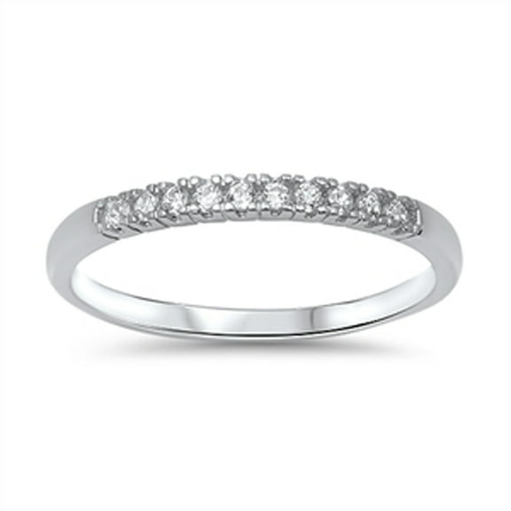 Women's White Cubic Zirconia Ring .925 Sterling Silver Stackable Band Jewelry Female Male Size 9