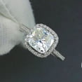 thumbnail image 1 of Women's White Cushion Cut Diamond Halo Engagement Ring 925 Sterling Silver in Size 4, 1 of 5