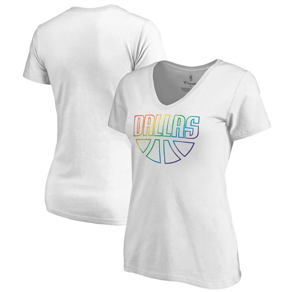 Women's White Dallas Mavericks Team Pride Wordmark V-Neck T-Shirt