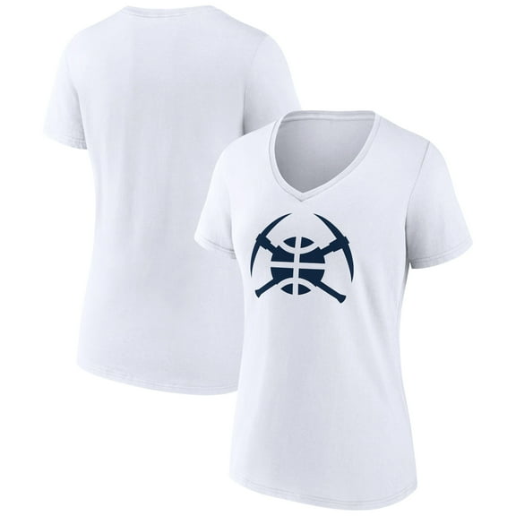 Women's White Denver Nuggets Alternate Logo V-Neck T-Shirt
