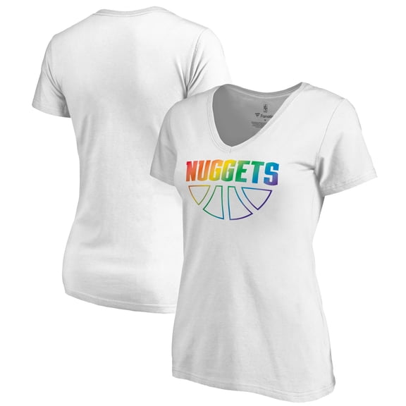 Women's White Denver Nuggets Team Pride Wordmark V-Neck T-Shirt