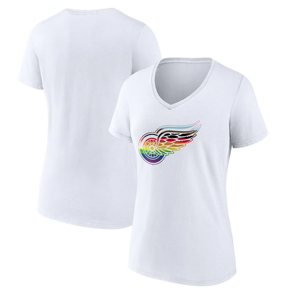 Women's White Detroit Red Wings Team Pride Logo V-Neck T-Shirt