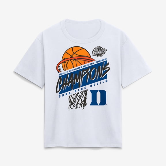 Women's White Duke Blue Devils 2026 ACC Women's Basketball Tournament Champions T-Shirt