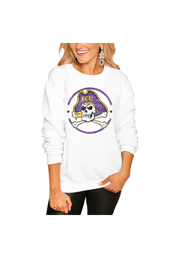 Women's Gameday Couture White ECU Pirates End Zone Oversized Sweatshirt