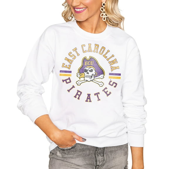 Women's Gameday Couture White ECU Pirates Oversized Vintage Days Perfect Crew Sweatshirt