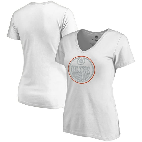 Women's White Edmonton Oilers Whiteout V-Neck T-Shirt