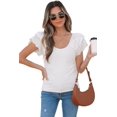 thumbnail image 1 of Women's White Eyelet Ruffle Sleeve Slim Fitted Top - Chic Summer Blouse - [ZhiHiMeRi] | (US 20-22)2XL, 1 of 12