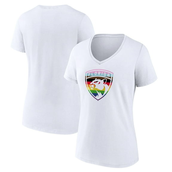 Women's White Florida Panthers Team Pride Logo V-Neck T-Shirt