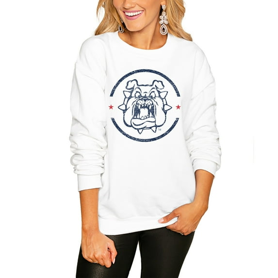 Women's Gameday Couture White Fresno State Bulldogs End Zone Oversized Sweatshirt