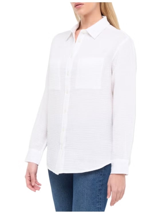 Women's White Gap Gauze Button Shirt Size XL