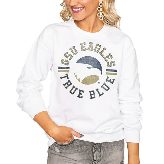 Women's Gameday Couture White Georgia Southern Eagles Oversized Vintage Days Perfect Crew Sweatshirt