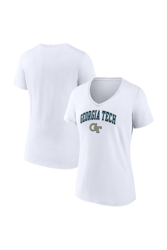 Women's White Georgia Tech Yellow Jackets Campus V-Neck T-Shirt