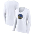 thumbnail image 1 of Women's White Golden State Warriors Alternate Logo V-Neck Long Sleeve T-Shirt, 1 of 3