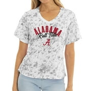 Womens White/Gray Alabama Crimson Tide Faye Tie-Dye V-Neck T-Shirt