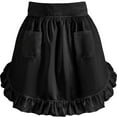 thumbnail image 1 of Women’s White Half Apron Skirt with Two Pockets | Vintage Ruffle Maid Waitress Costume | Polyester, 26x18 Inches | Halloween Party | Soft, Durable, Fashionable, 1 of 7