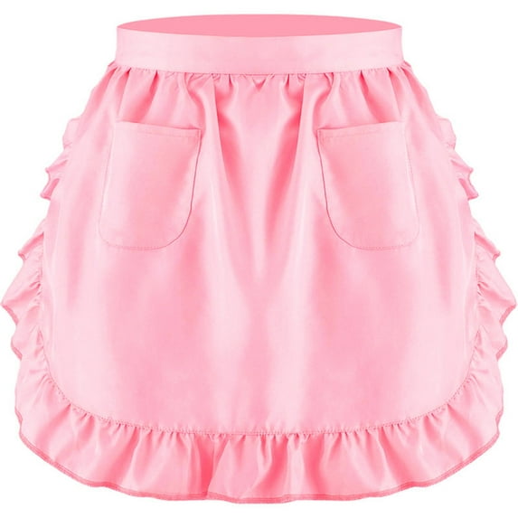 Women’s White Half Apron Skirt with Two Pockets | Vintage Ruffle Maid Waitress Costume | Polyester, 26x18 Inches | Halloween Party | Soft, Durable, Fashionable