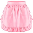 thumbnail image 1 of Women's White Half Apron with Pockets and Ruffle Trim for Cooking Baking and Themed Parties, 1 of 6