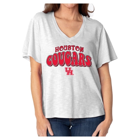 Women's White Houston Cougars Fawn Flutter Sleeve T-Shirt